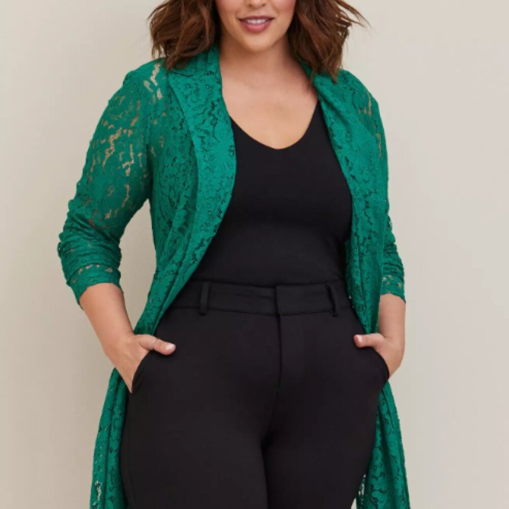 Torrid Teal Lace Trench Duster/Cardigan NWT